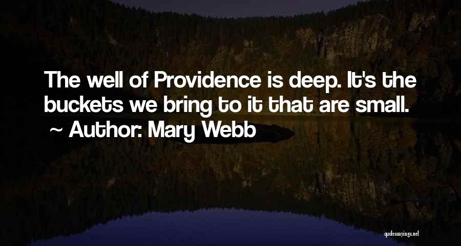 Mary Webb Quotes: The Well Of Providence Is Deep. It's The Buckets We Bring To It That Are Small.