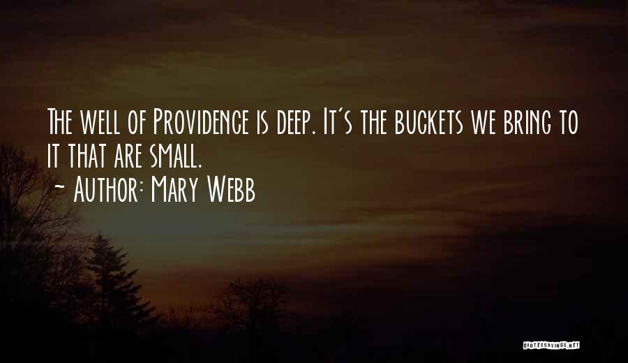 Mary Webb Quotes: The Well Of Providence Is Deep. It's The Buckets We Bring To It That Are Small.