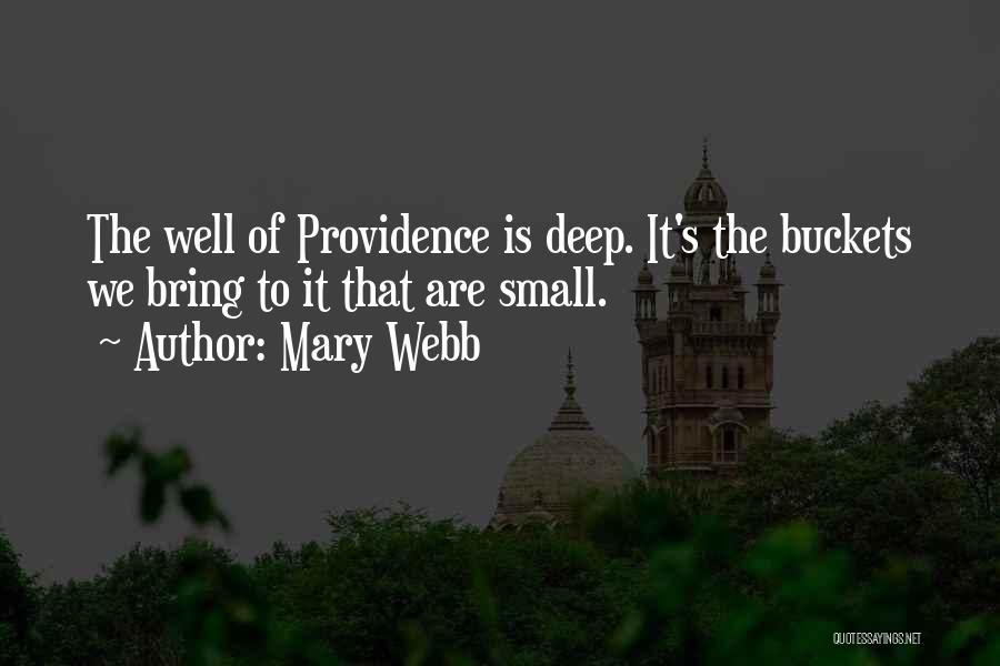 Mary Webb Quotes: The Well Of Providence Is Deep. It's The Buckets We Bring To It That Are Small.