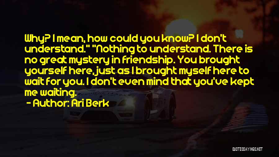 Ari Berk Quotes: Why? I Mean, How Could You Know? I Don't Understand. Nothing To Understand. There Is No Great Mystery In Friendship.