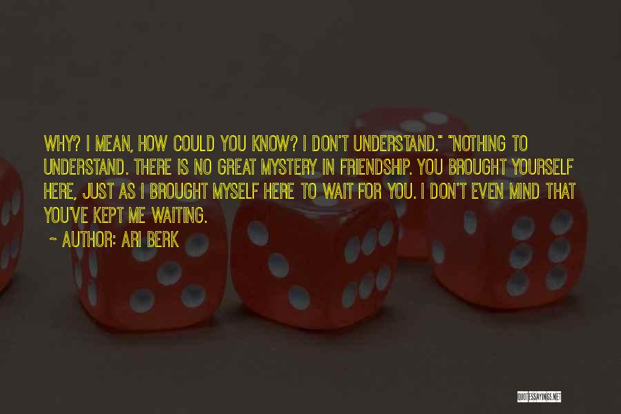 Ari Berk Quotes: Why? I Mean, How Could You Know? I Don't Understand. Nothing To Understand. There Is No Great Mystery In Friendship.