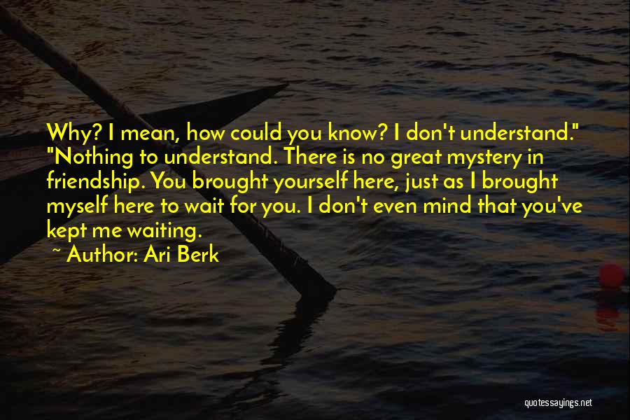 Ari Berk Quotes: Why? I Mean, How Could You Know? I Don't Understand. Nothing To Understand. There Is No Great Mystery In Friendship.