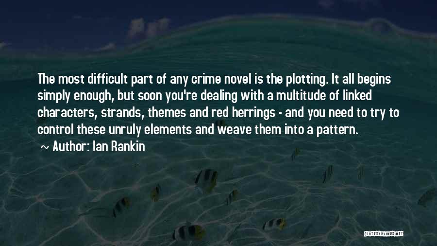 Ian Rankin Quotes: The Most Difficult Part Of Any Crime Novel Is The Plotting. It All Begins Simply Enough, But Soon You're Dealing