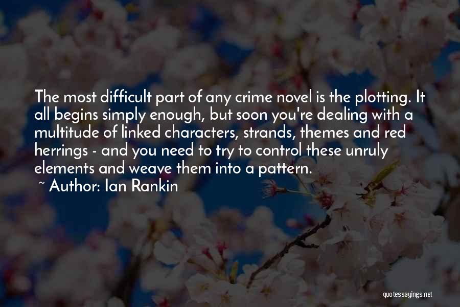 Ian Rankin Quotes: The Most Difficult Part Of Any Crime Novel Is The Plotting. It All Begins Simply Enough, But Soon You're Dealing