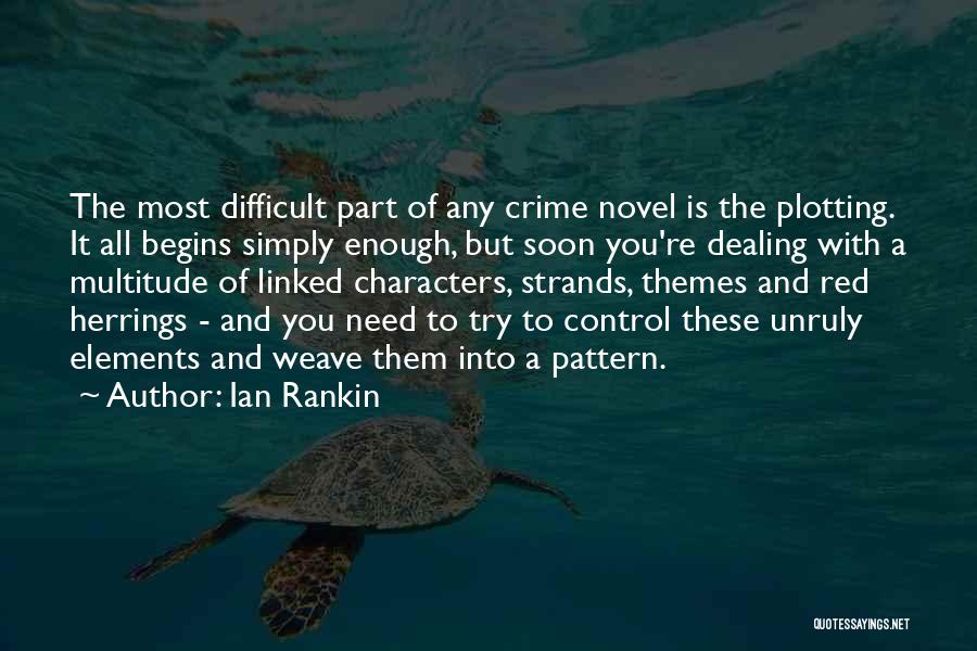 Ian Rankin Quotes: The Most Difficult Part Of Any Crime Novel Is The Plotting. It All Begins Simply Enough, But Soon You're Dealing