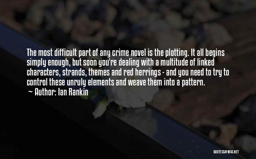 Ian Rankin Quotes: The Most Difficult Part Of Any Crime Novel Is The Plotting. It All Begins Simply Enough, But Soon You're Dealing