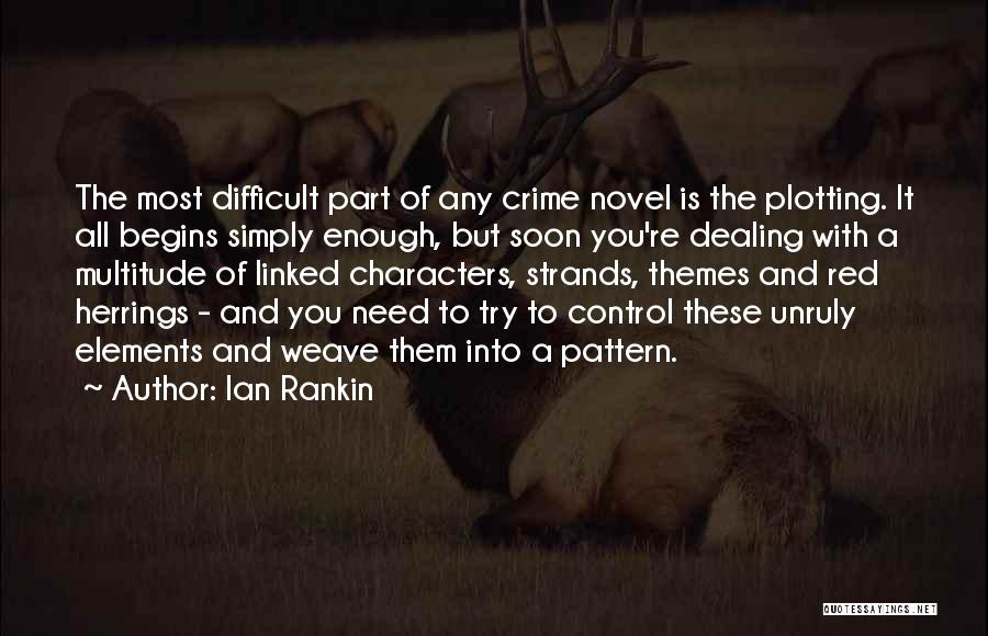 Ian Rankin Quotes: The Most Difficult Part Of Any Crime Novel Is The Plotting. It All Begins Simply Enough, But Soon You're Dealing