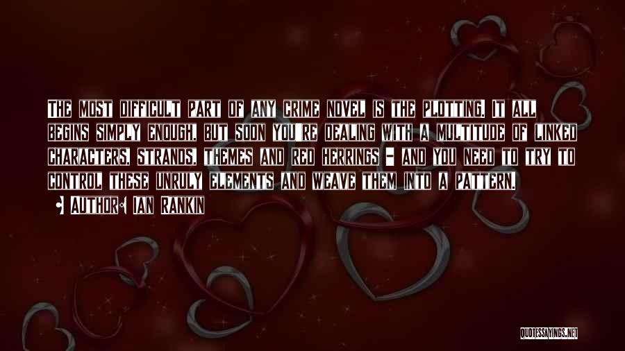 Ian Rankin Quotes: The Most Difficult Part Of Any Crime Novel Is The Plotting. It All Begins Simply Enough, But Soon You're Dealing