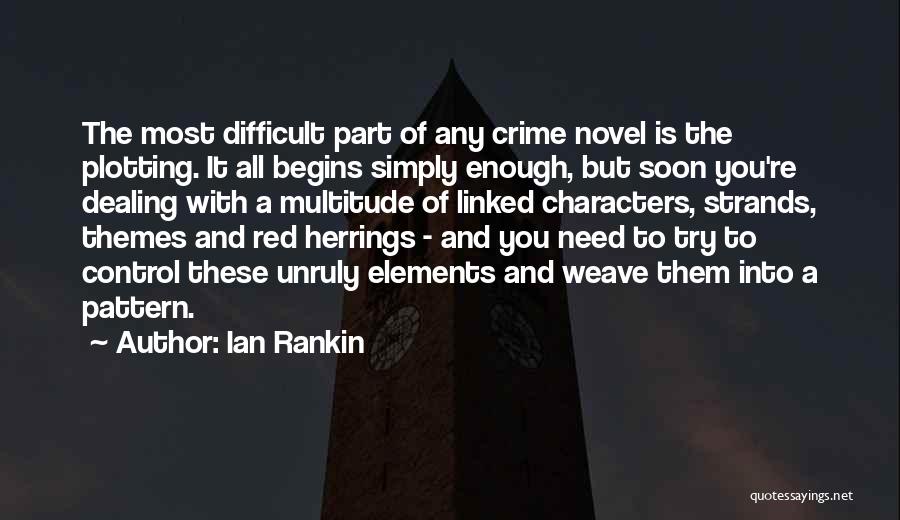 Ian Rankin Quotes: The Most Difficult Part Of Any Crime Novel Is The Plotting. It All Begins Simply Enough, But Soon You're Dealing