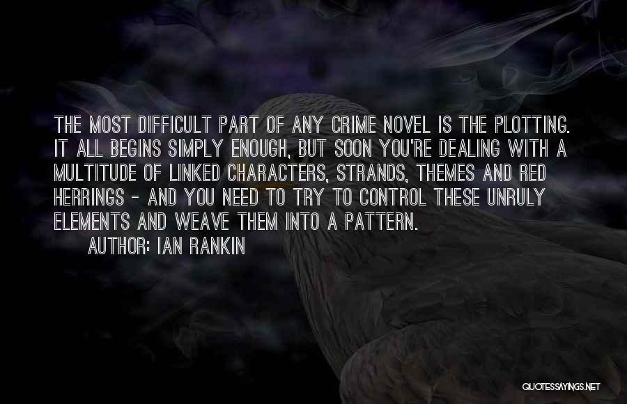 Ian Rankin Quotes: The Most Difficult Part Of Any Crime Novel Is The Plotting. It All Begins Simply Enough, But Soon You're Dealing