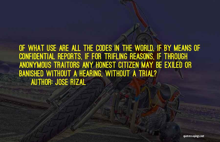 Jose Rizal Quotes: Of What Use Are All The Codes In The World, If By Means Of Confidential Reports, If For Trifling Reasons,