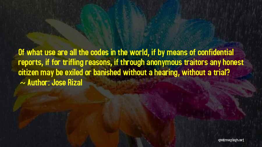 Jose Rizal Quotes: Of What Use Are All The Codes In The World, If By Means Of Confidential Reports, If For Trifling Reasons,