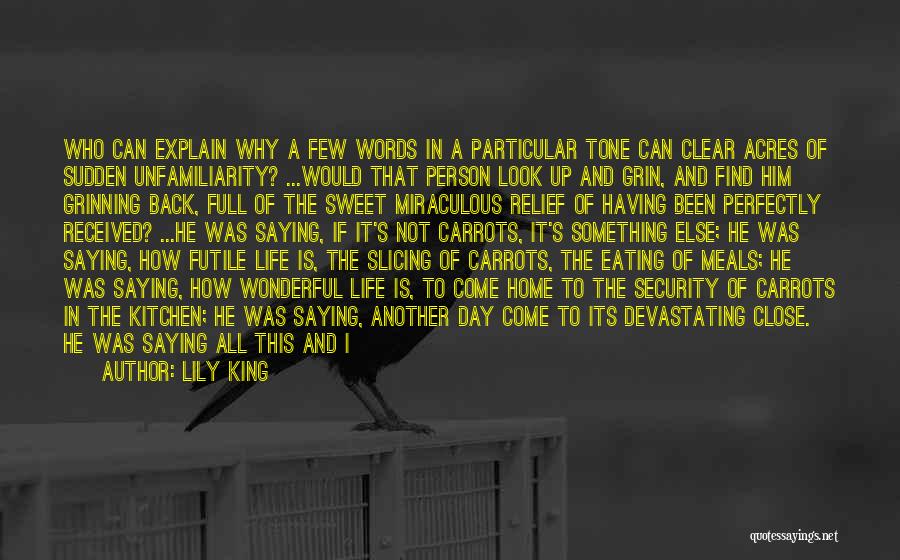 Lily King Quotes: Who Can Explain Why A Few Words In A Particular Tone Can Clear Acres Of Sudden Unfamiliarity? ...would That Person