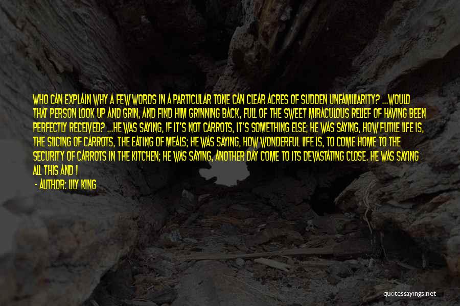 Lily King Quotes: Who Can Explain Why A Few Words In A Particular Tone Can Clear Acres Of Sudden Unfamiliarity? ...would That Person