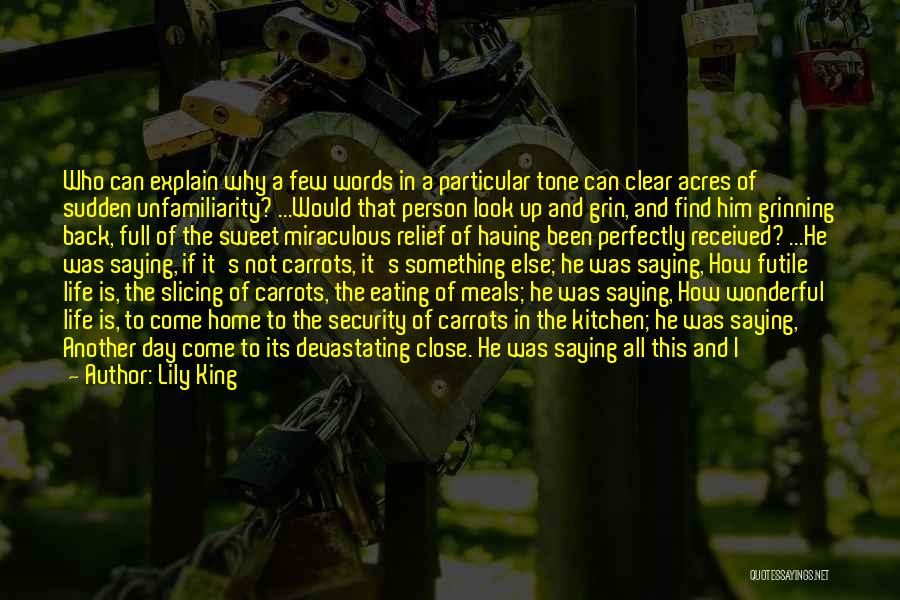 Lily King Quotes: Who Can Explain Why A Few Words In A Particular Tone Can Clear Acres Of Sudden Unfamiliarity? ...would That Person