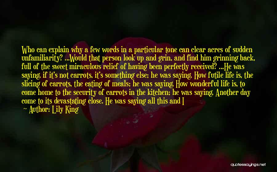 Lily King Quotes: Who Can Explain Why A Few Words In A Particular Tone Can Clear Acres Of Sudden Unfamiliarity? ...would That Person