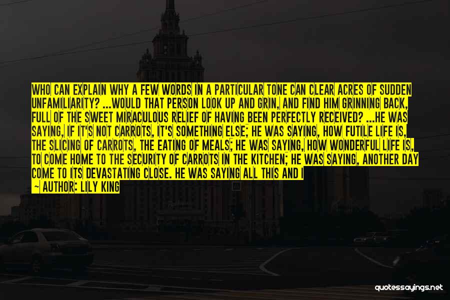 Lily King Quotes: Who Can Explain Why A Few Words In A Particular Tone Can Clear Acres Of Sudden Unfamiliarity? ...would That Person