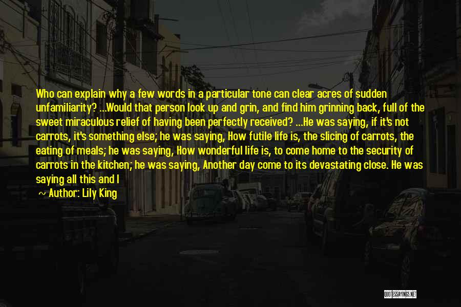 Lily King Quotes: Who Can Explain Why A Few Words In A Particular Tone Can Clear Acres Of Sudden Unfamiliarity? ...would That Person