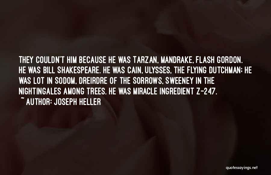 Joseph Heller Quotes: They Couldn't Him Because He Was Tarzan, Mandrake, Flash Gordon. He Was Bill Shakespeare. He Was Cain, Ulysses, The Flying