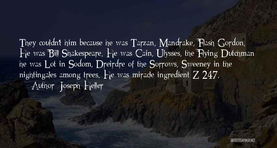 Joseph Heller Quotes: They Couldn't Him Because He Was Tarzan, Mandrake, Flash Gordon. He Was Bill Shakespeare. He Was Cain, Ulysses, The Flying