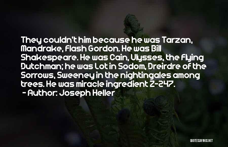Joseph Heller Quotes: They Couldn't Him Because He Was Tarzan, Mandrake, Flash Gordon. He Was Bill Shakespeare. He Was Cain, Ulysses, The Flying
