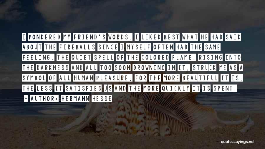 Hermann Hesse Quotes: I Pondered My Friend's Words. I Liked Best What He Had Said About The Fireballs Since I Myself Often Had
