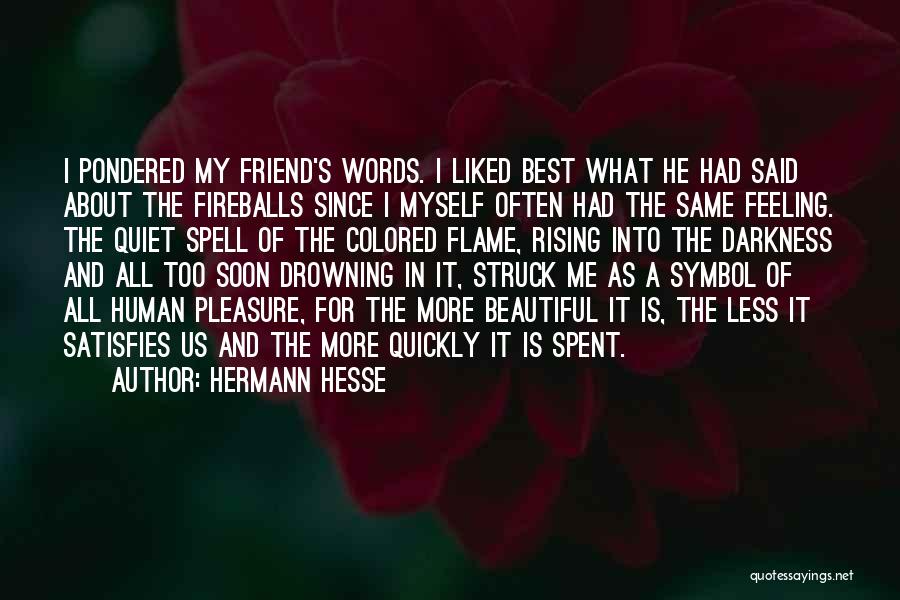 Hermann Hesse Quotes: I Pondered My Friend's Words. I Liked Best What He Had Said About The Fireballs Since I Myself Often Had