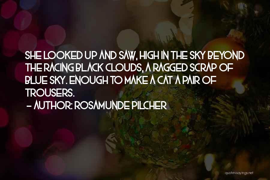 Rosamunde Pilcher Quotes: She Looked Up And Saw, High In The Sky Beyond The Racing Black Clouds, A Ragged Scrap Of Blue Sky.