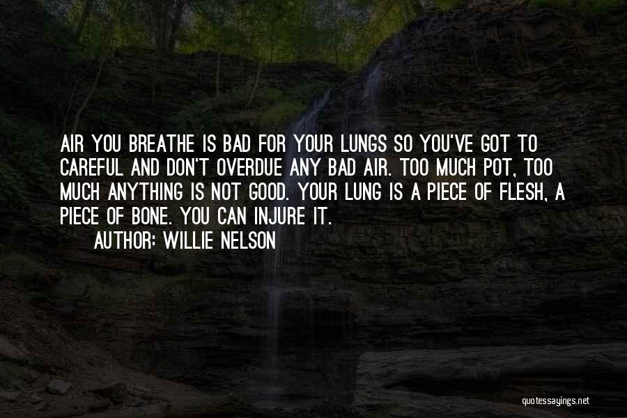 Willie Nelson Quotes: Air You Breathe Is Bad For Your Lungs So You've Got To Careful And Don't Overdue Any Bad Air. Too