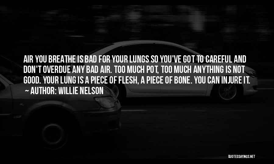 Willie Nelson Quotes: Air You Breathe Is Bad For Your Lungs So You've Got To Careful And Don't Overdue Any Bad Air. Too