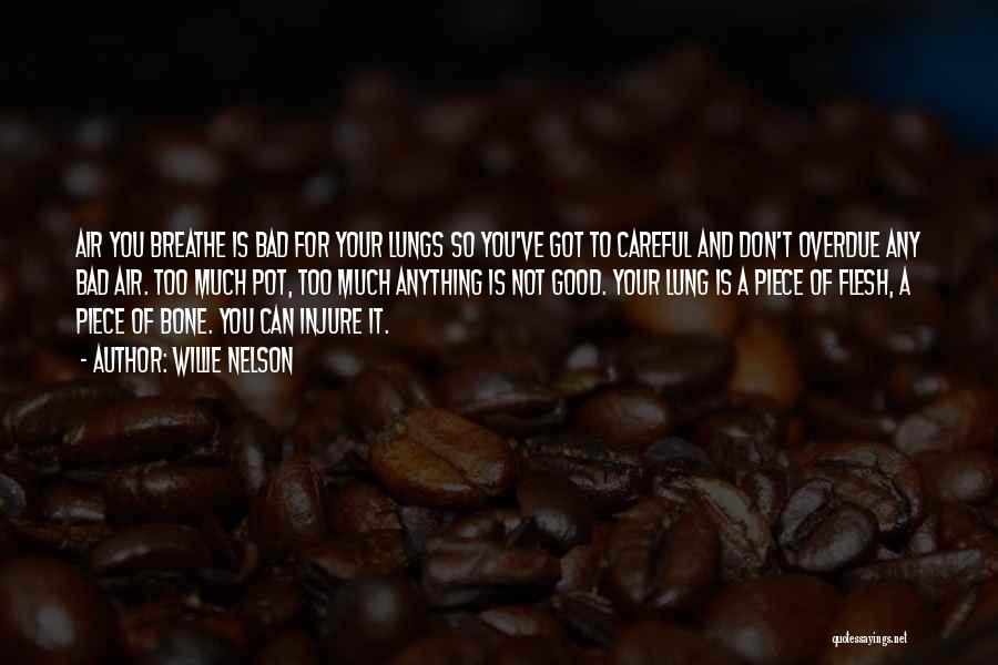 Willie Nelson Quotes: Air You Breathe Is Bad For Your Lungs So You've Got To Careful And Don't Overdue Any Bad Air. Too