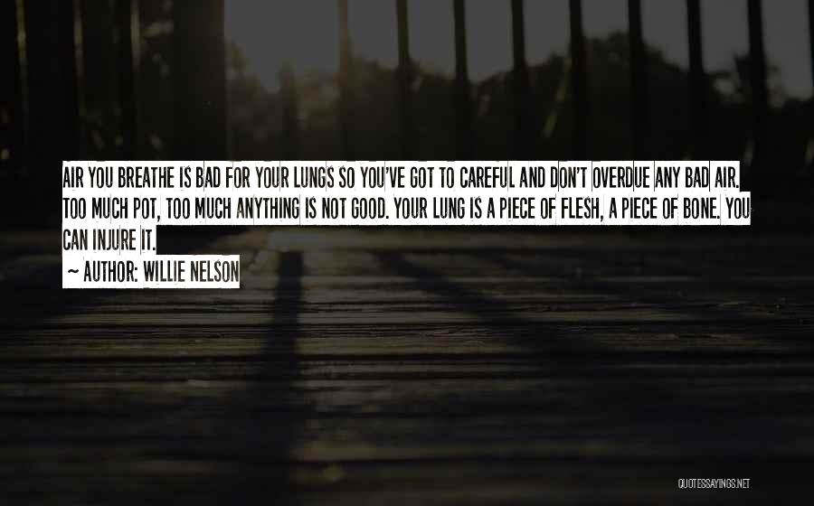 Willie Nelson Quotes: Air You Breathe Is Bad For Your Lungs So You've Got To Careful And Don't Overdue Any Bad Air. Too