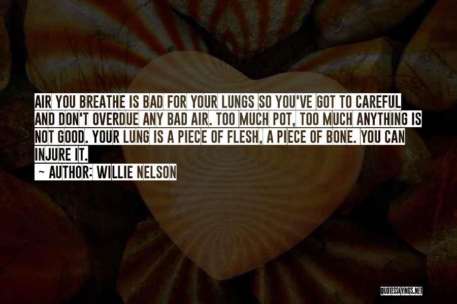 Willie Nelson Quotes: Air You Breathe Is Bad For Your Lungs So You've Got To Careful And Don't Overdue Any Bad Air. Too