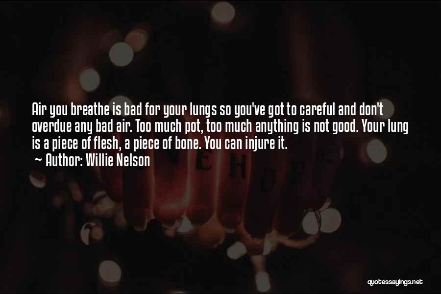 Willie Nelson Quotes: Air You Breathe Is Bad For Your Lungs So You've Got To Careful And Don't Overdue Any Bad Air. Too