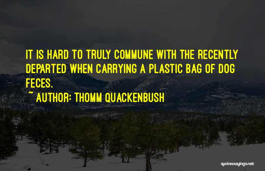 Thomm Quackenbush Quotes: It Is Hard To Truly Commune With The Recently Departed When Carrying A Plastic Bag Of Dog Feces.