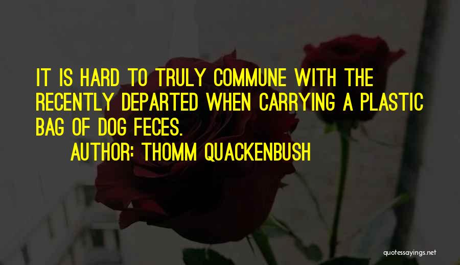 Thomm Quackenbush Quotes: It Is Hard To Truly Commune With The Recently Departed When Carrying A Plastic Bag Of Dog Feces.