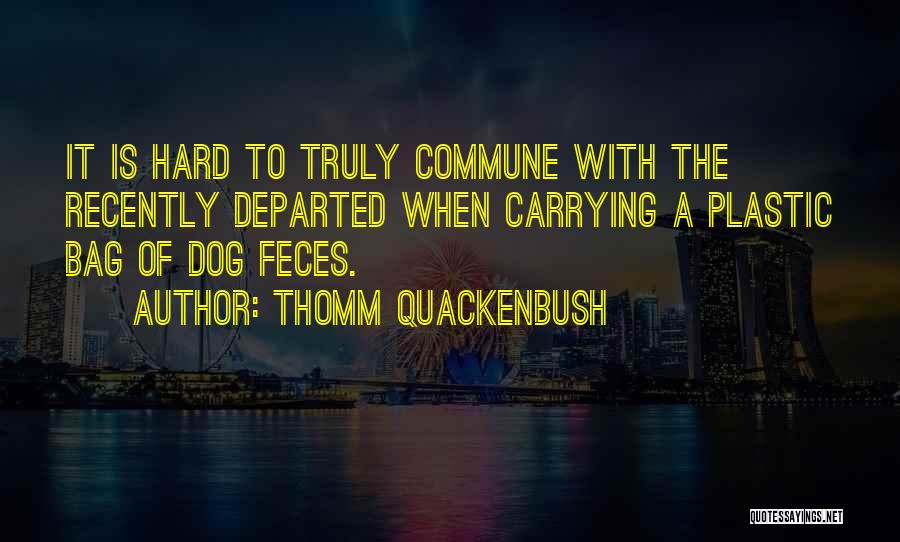 Thomm Quackenbush Quotes: It Is Hard To Truly Commune With The Recently Departed When Carrying A Plastic Bag Of Dog Feces.