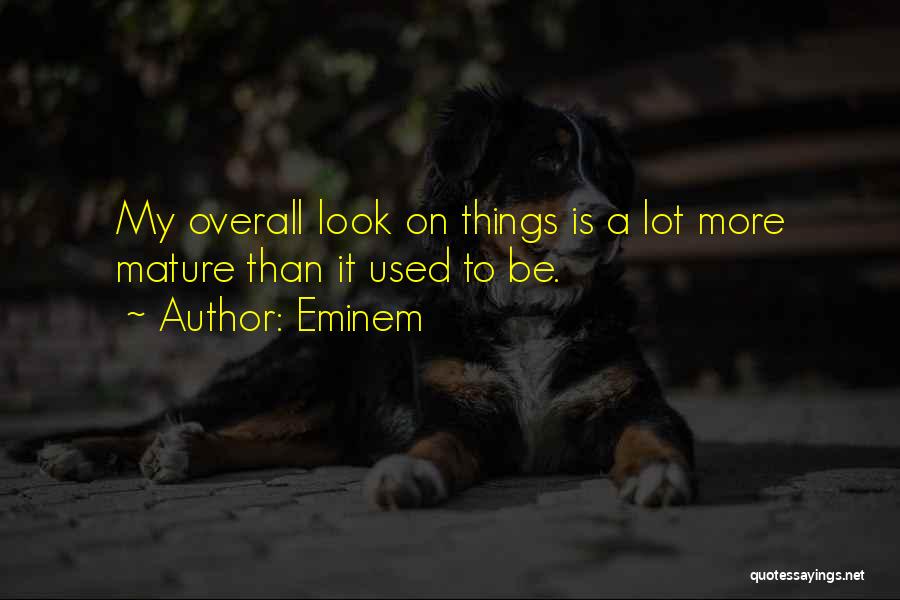 Eminem Quotes: My Overall Look On Things Is A Lot More Mature Than It Used To Be.