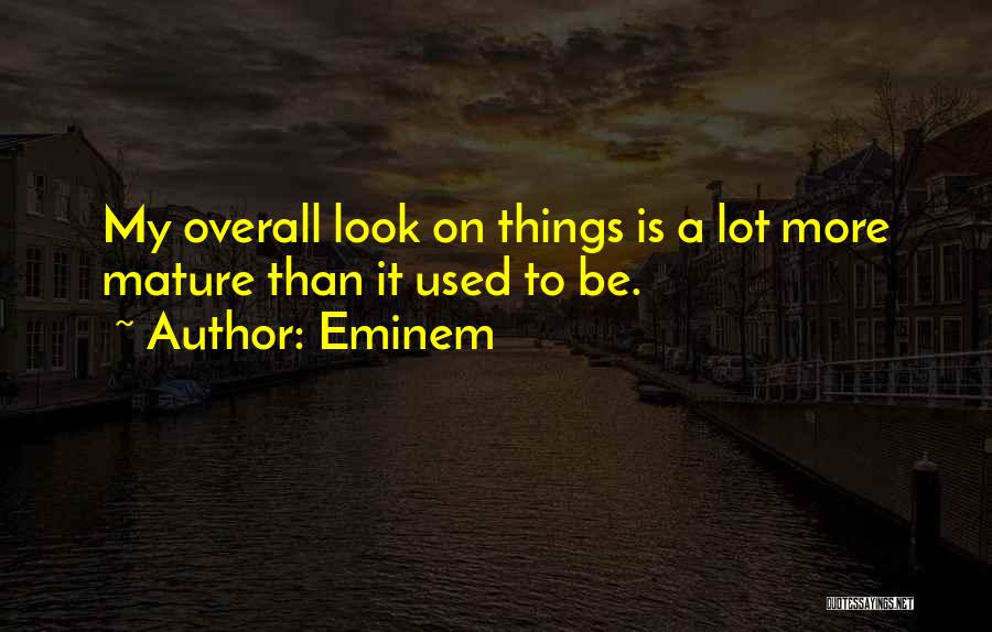 Eminem Quotes: My Overall Look On Things Is A Lot More Mature Than It Used To Be.