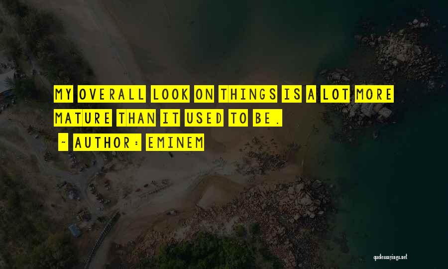 Eminem Quotes: My Overall Look On Things Is A Lot More Mature Than It Used To Be.