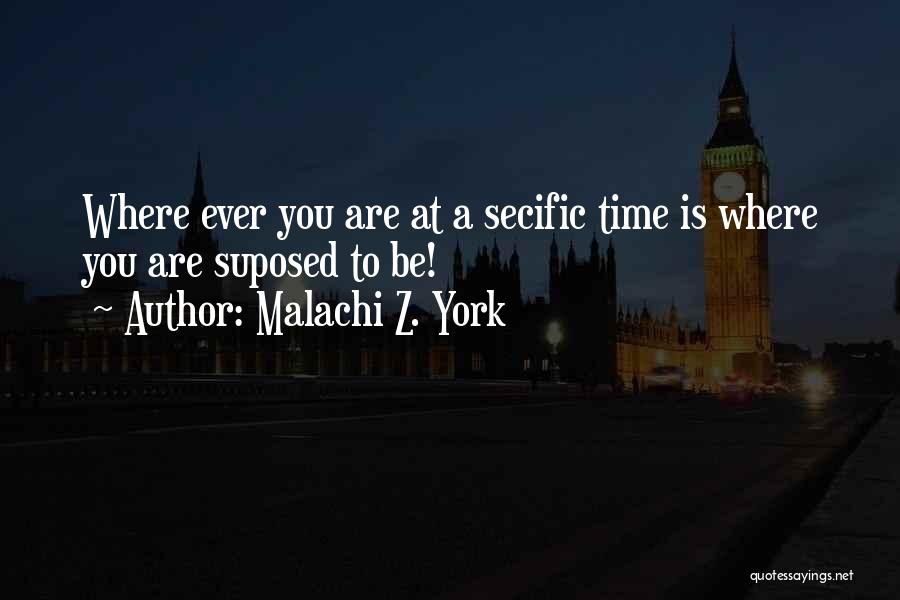 Malachi Z. York Quotes: Where Ever You Are At A Secific Time Is Where You Are Suposed To Be!