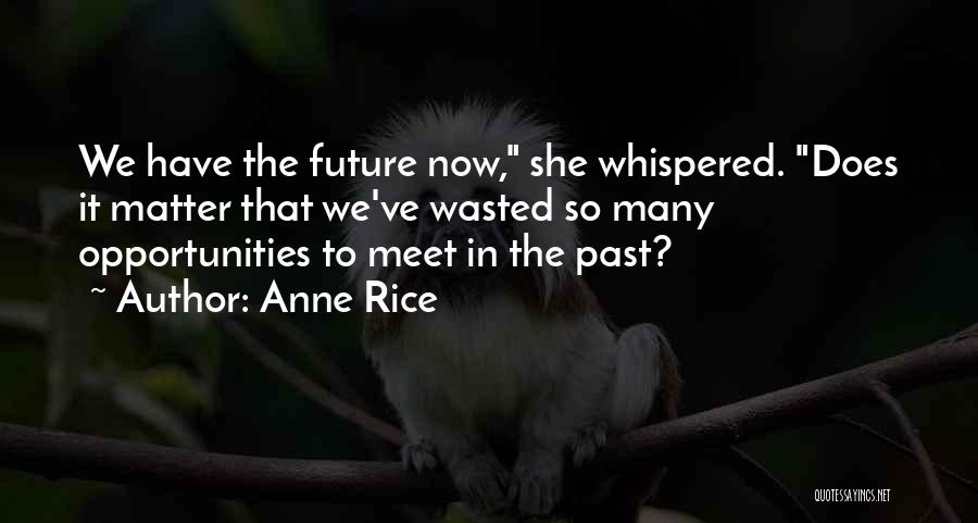 Anne Rice Quotes: We Have The Future Now, She Whispered. Does It Matter That We've Wasted So Many Opportunities To Meet In The