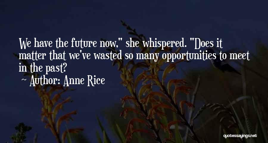 Anne Rice Quotes: We Have The Future Now, She Whispered. Does It Matter That We've Wasted So Many Opportunities To Meet In The