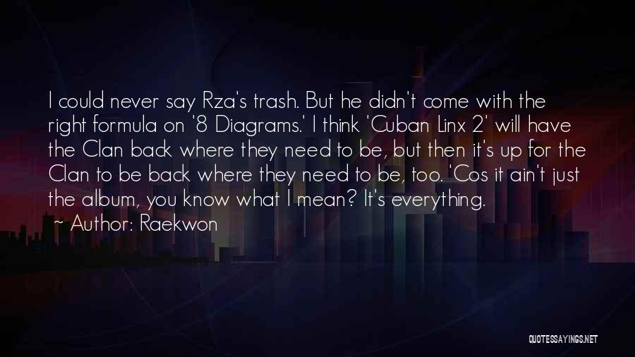 Raekwon Quotes: I Could Never Say Rza's Trash. But He Didn't Come With The Right Formula On '8 Diagrams.' I Think 'cuban