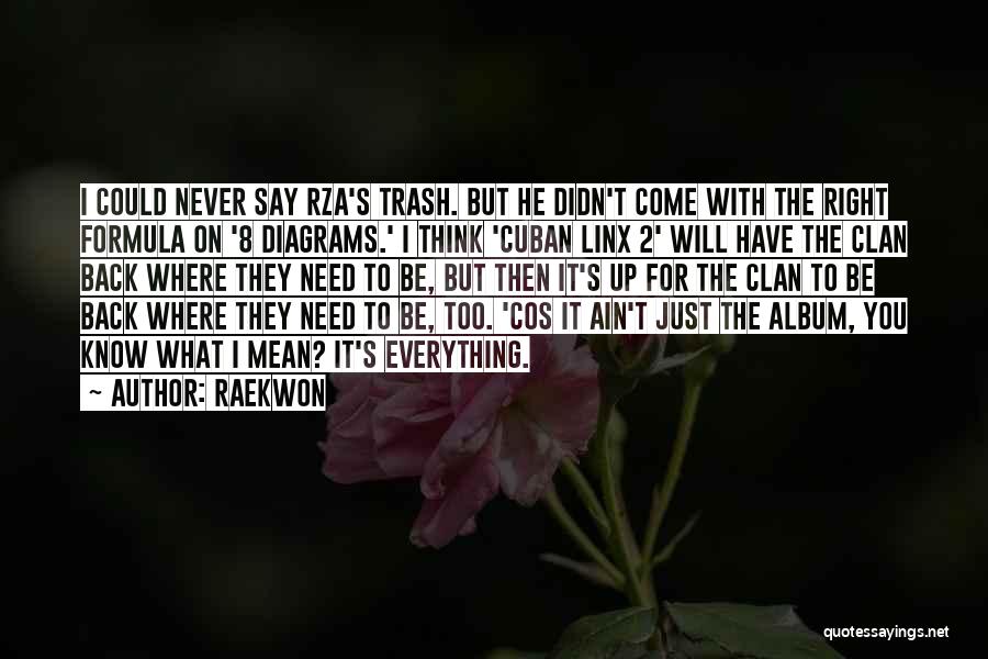 Raekwon Quotes: I Could Never Say Rza's Trash. But He Didn't Come With The Right Formula On '8 Diagrams.' I Think 'cuban