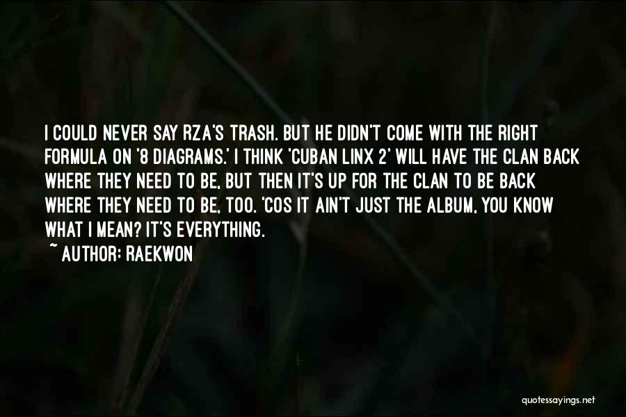 Raekwon Quotes: I Could Never Say Rza's Trash. But He Didn't Come With The Right Formula On '8 Diagrams.' I Think 'cuban