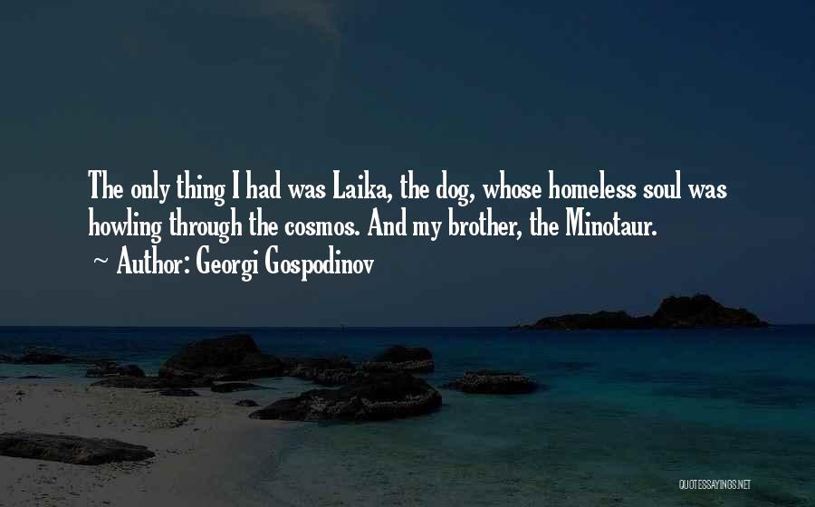 Georgi Gospodinov Quotes: The Only Thing I Had Was Laika, The Dog, Whose Homeless Soul Was Howling Through The Cosmos. And My Brother,