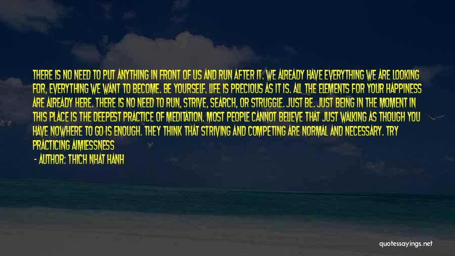 Thich Nhat Hanh Quotes: There Is No Need To Put Anything In Front Of Us And Run After It. We Already Have Everything We