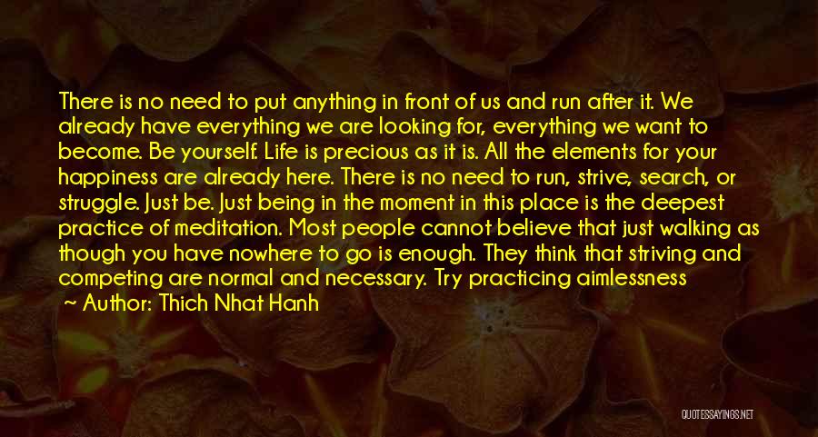 Thich Nhat Hanh Quotes: There Is No Need To Put Anything In Front Of Us And Run After It. We Already Have Everything We