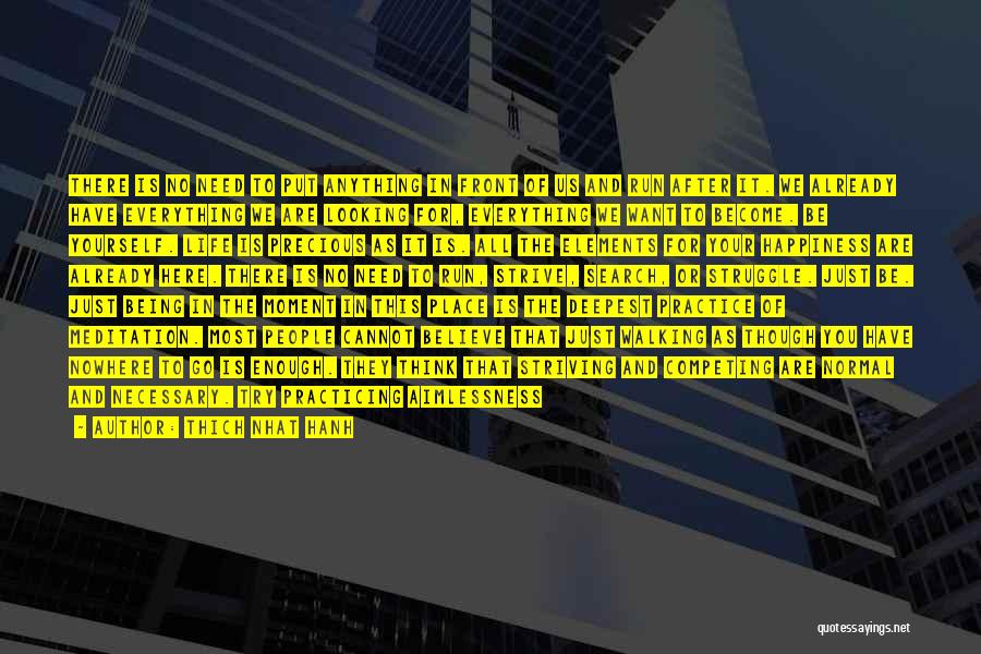Thich Nhat Hanh Quotes: There Is No Need To Put Anything In Front Of Us And Run After It. We Already Have Everything We